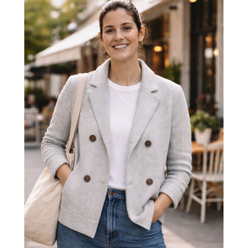 Gap Womens Quiet Luxury Travel Relaxed Knit Sweater Jacket Size S Gray Cozy Chic